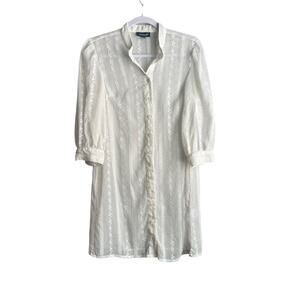 Modcloth Tunic Shirt Dress Women's S White Sheer‎ Embroidered Lightweight